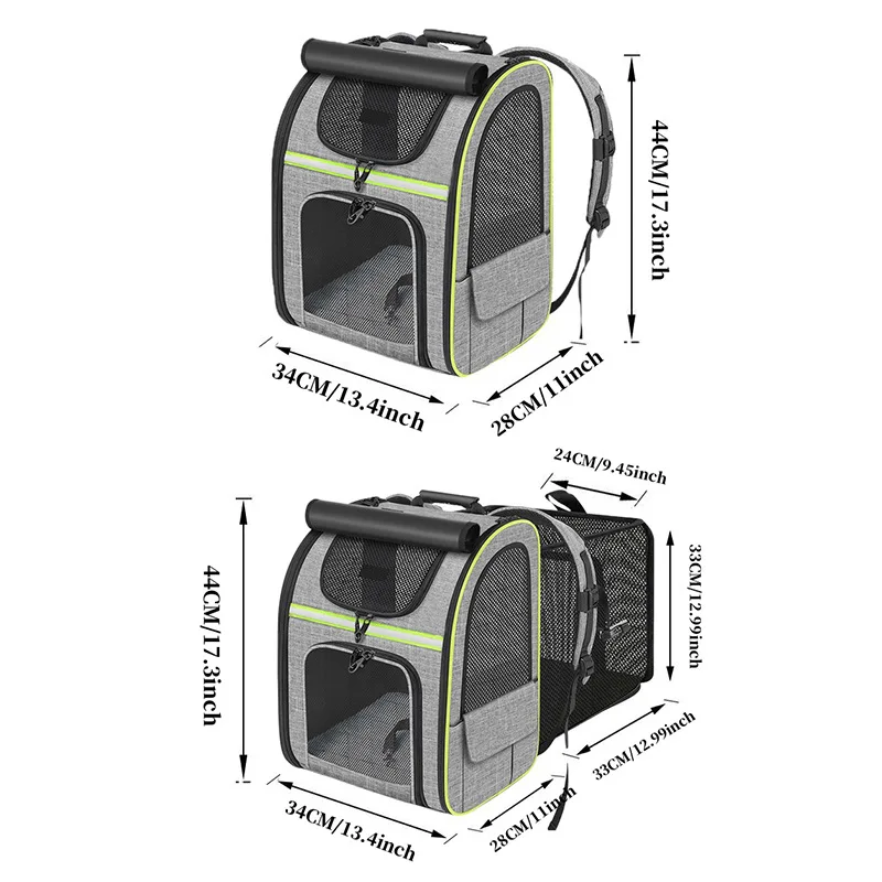 sac à dos extensible pour chat – grand espace, portable et pliable, respirant, sac de voyage pour animaux de compagnie pour les aventures en plein air