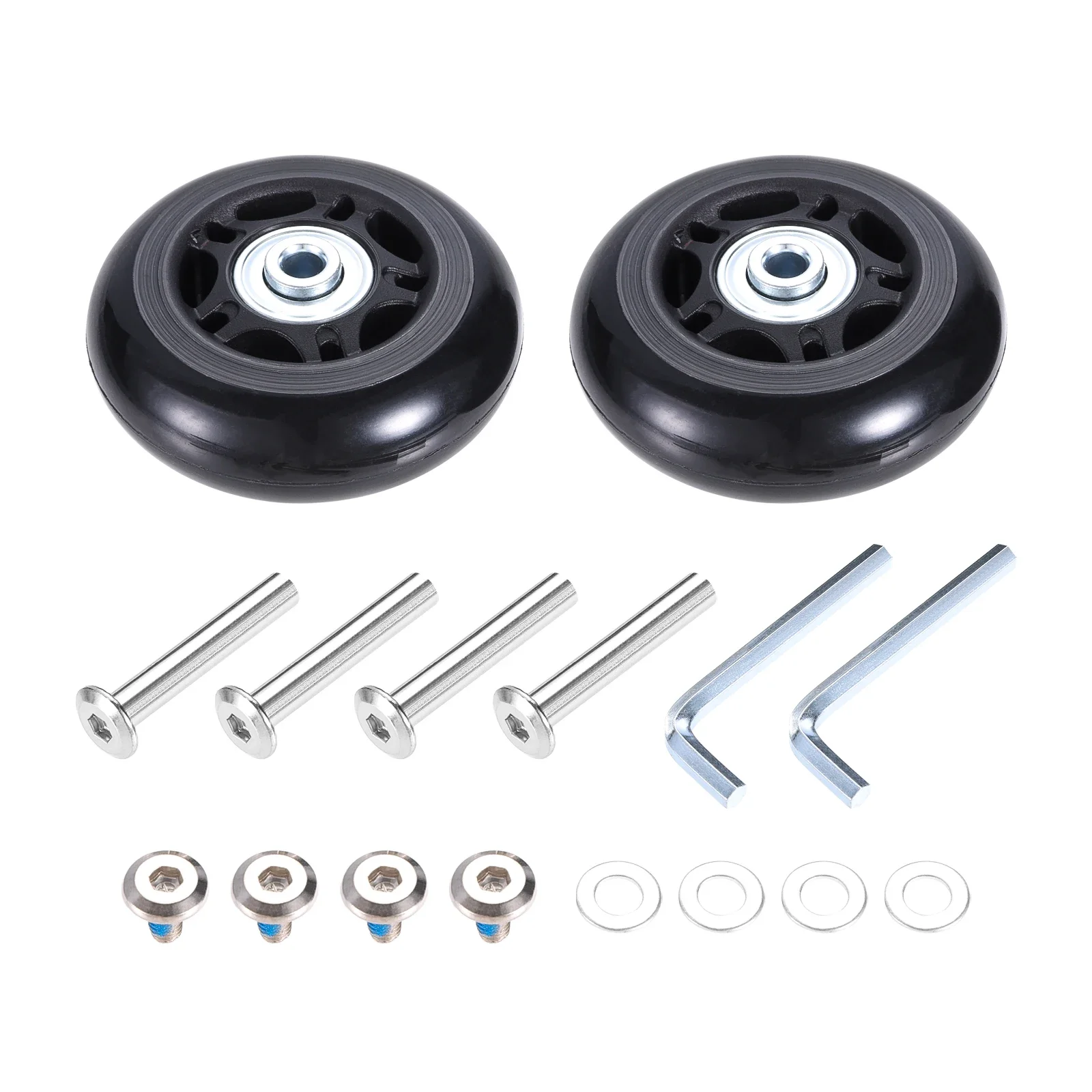 2 kits de roues pivotantes pour valise, essieux en caoutchouc et acier, remplacement de roue à bagages, anti bruit durable avec outils 68/75/78mm x 24mm, installation facile