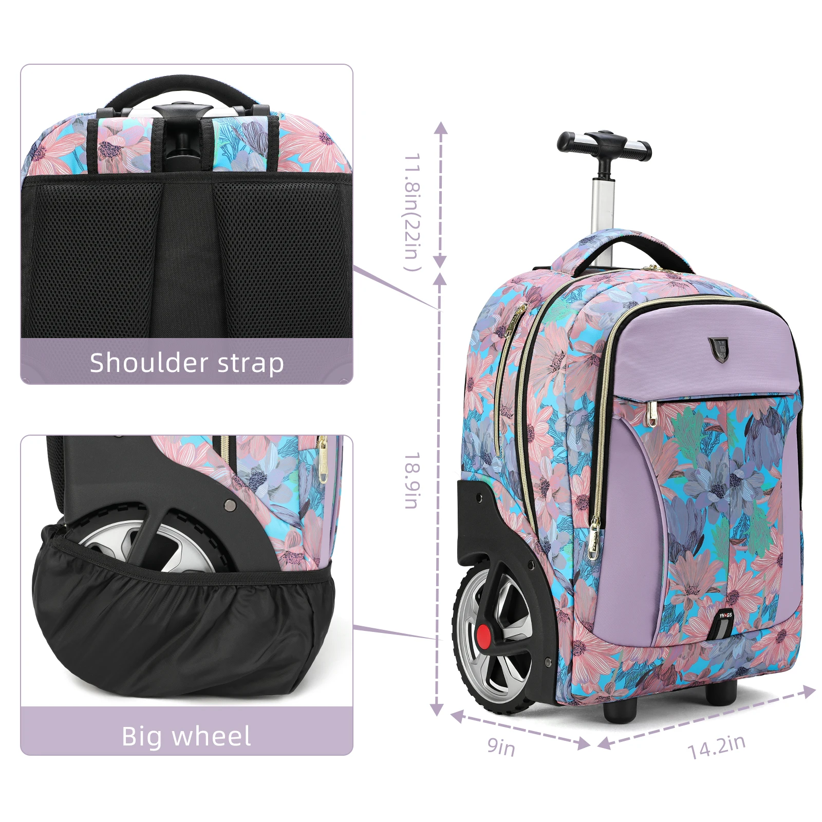 valise de voyage à roulettes, sac à dos à roulettes, grande capacité, sacs à roulettes, sac à dos multifinonal, cartable pour ordinateur portable