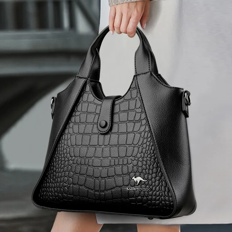 Sac à main en cuir souple pour femme, sac à bandoulière, fourre-tout décontracté, marque de créateur de luxe, haute qualité, 2024