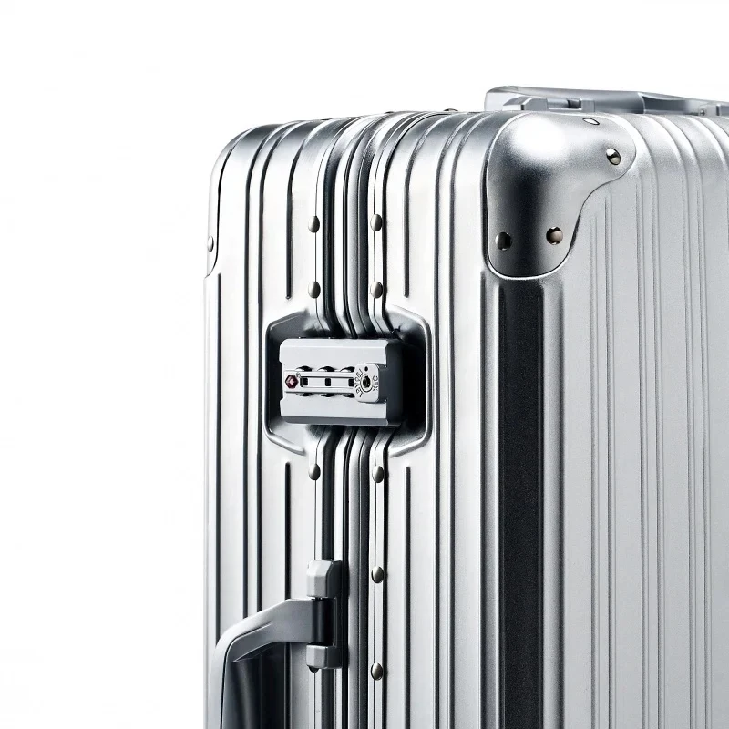 Valise en aluminium magnésium, chariot à mot de passe en métal, valise de voyage bagage à main, bagage à roulettes, 20 ", 26", 30 ", 100%