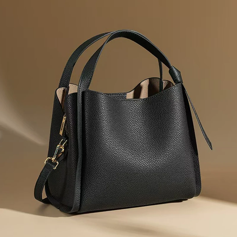 sac à main en cuir véritable pour femmes, sac seau à bandoulière en cuir de vache, sac de styliste pour femmes