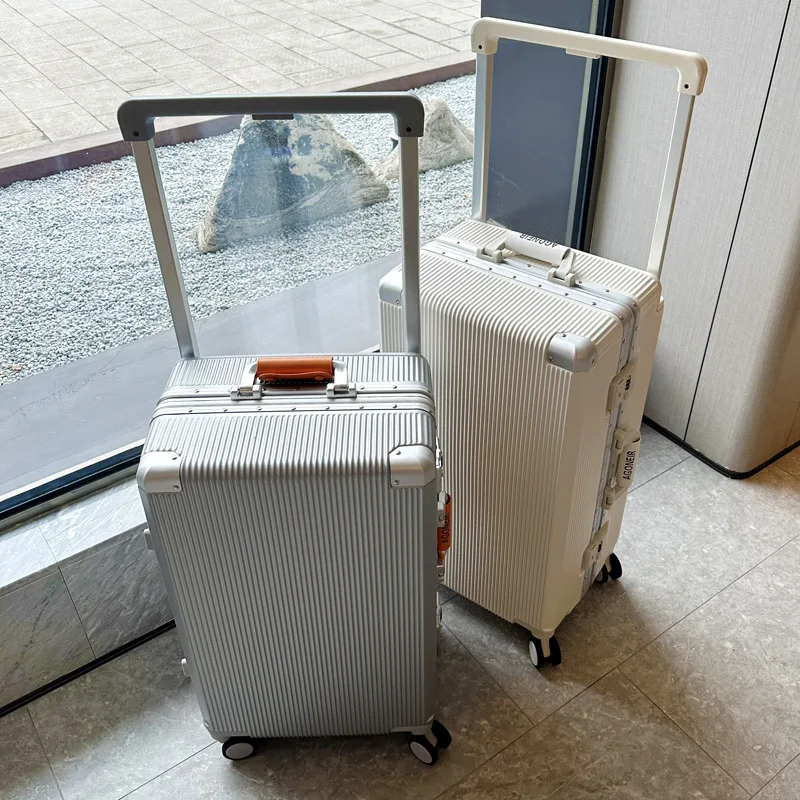 valise de voyage 20 "22" 24 "26 pouces, cadre en aluminium, boîtier de chariot, bagage à main avec porte gobelet, boîte d'embarquement, bagages roulants