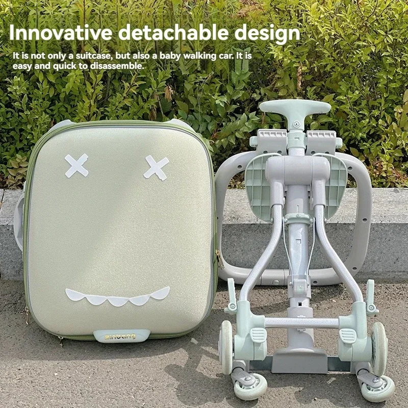 valise à roulettes de voyage pour enfants montable sur avion avec roues rotatives, bagages et marche, valise pour bébé, poussette pliante