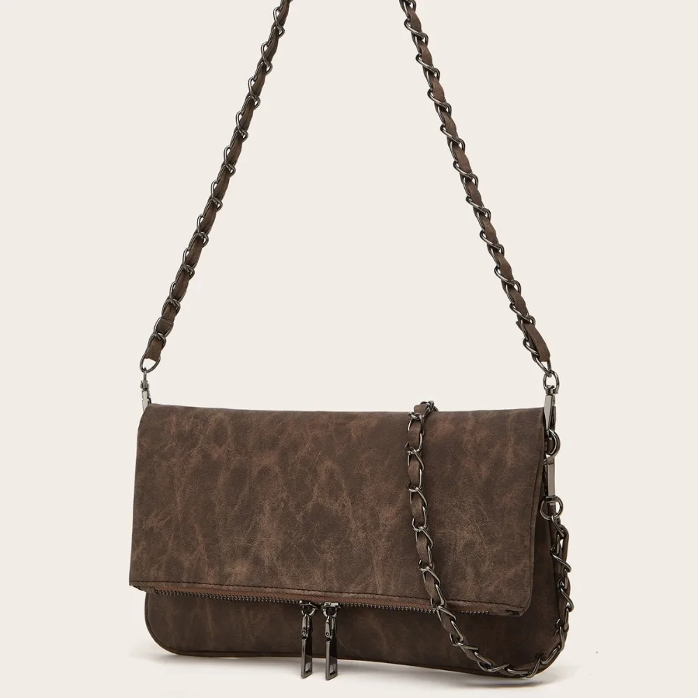 sac à main rétro pour femmes, sac à bandoulière simple avec chaîne, haut de gamme et design de niche, sous les bras, nouvelle collection