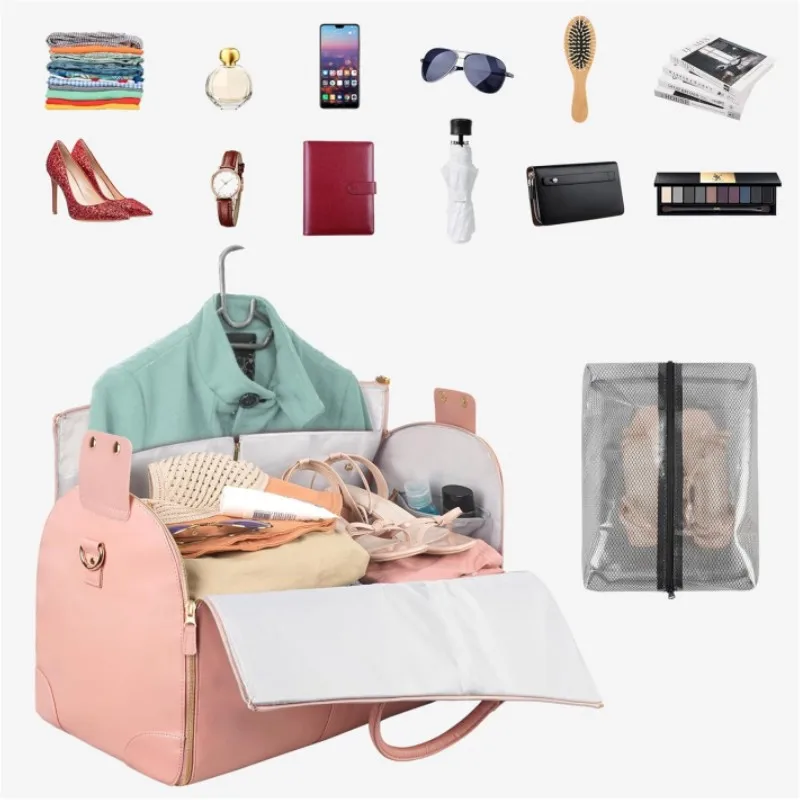 sacs à vêtements avec roulettes, sac polochon de transport pour valise à vêtements de voyage pour costume habillé, sac de vol transversible à roulettes pour week end