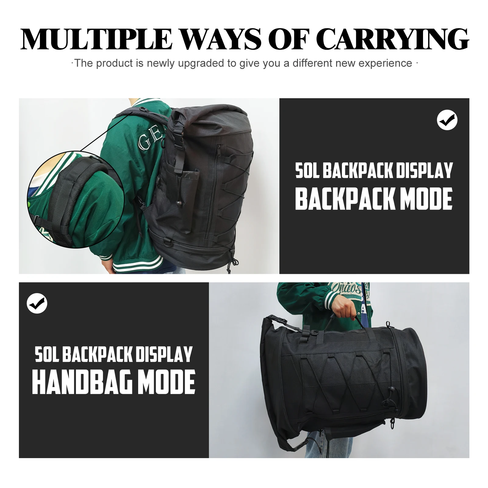 sac à dos de bagage pour moto 50l 85l, sac de dossier sissy bar avec sangles universelles pour la plupart des motos, sac de support arrière extensible