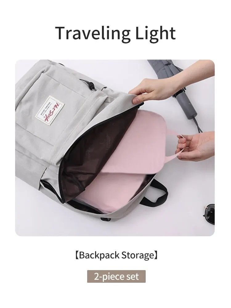 cubes d'emballage de compression de voyage, valise portable, organisateurs de vêtements, étuis de rangement de bagages étanches, sacs melbags, 2 pièces