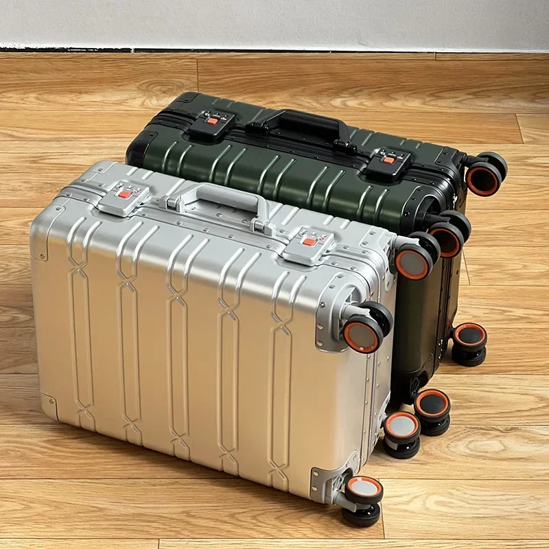 valise de voyage tout en aluminium de haute qualité, bagage à roulettes, bagage à roulettes, cabine à main, 100% po, 20 po, 24/29