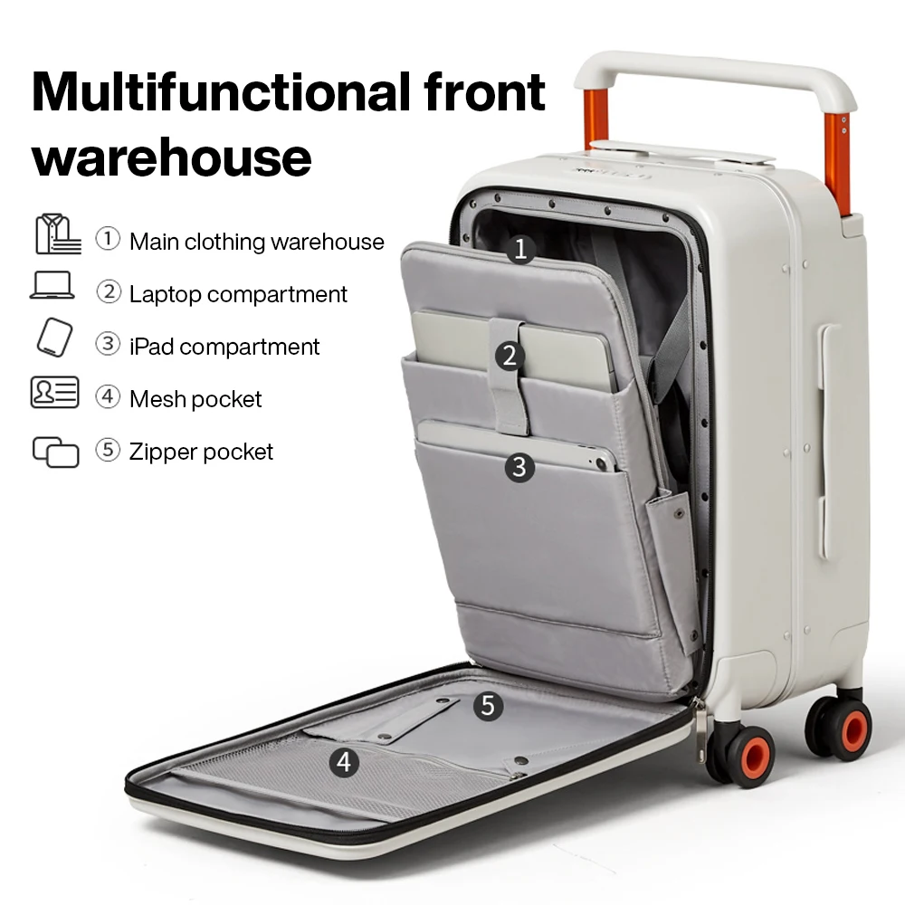 mixi nouveau design large poignée valise hommes bagage à main femmes voyage boîtier de chariot 20 pouces cabine pc cadre en aluminium m9275