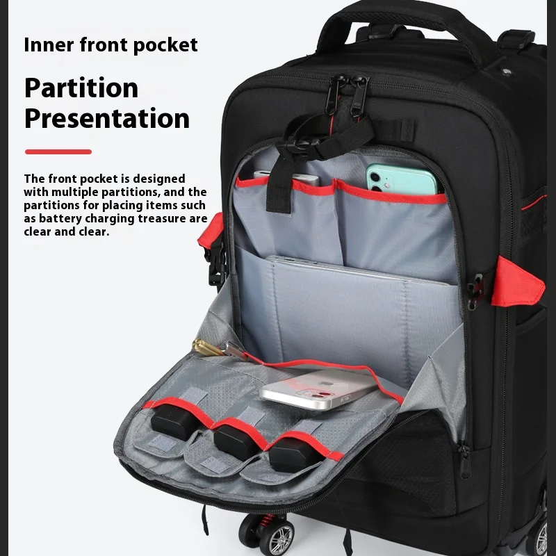 sac pour appareil photo à roulettes étanche professionnel dslr valise pour appareil photo vidéo photo appareil photo numérique chariot sac à dos sur roues