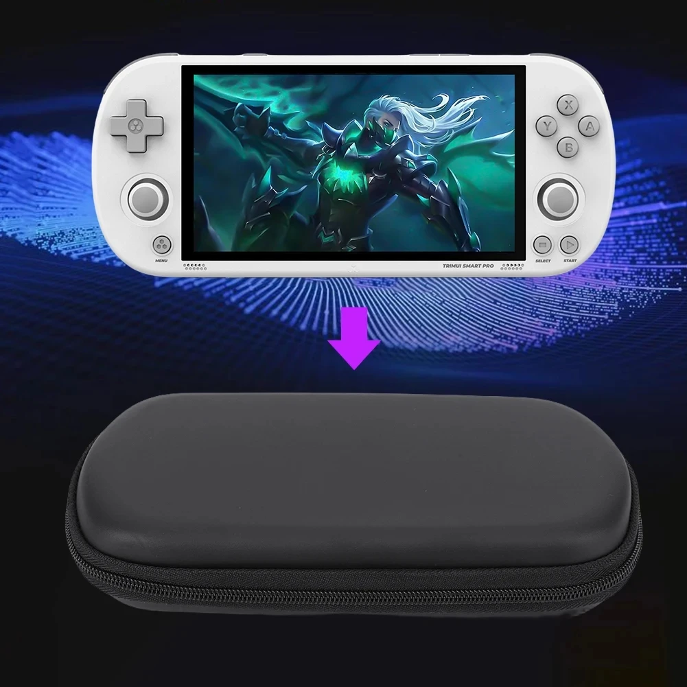 mallette de transport rigide eva, étui de voyage de protection anti rayures, valise de rangement anti poussière pour console de jeu portable trimui smart pro