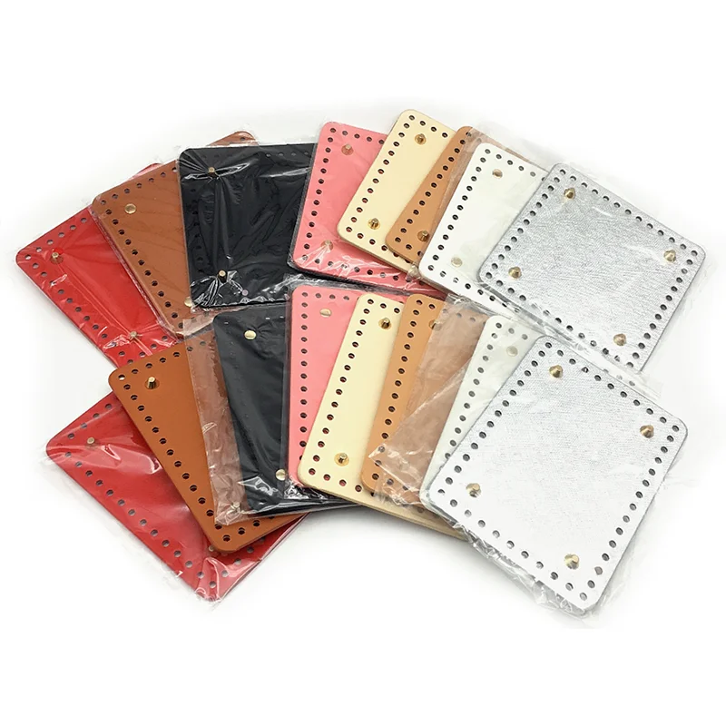 coussin de sac carré en cuir, pour la fabrication de sacs à main à bandoulière, accessoires de bricolage, fond rectangulaire pour sac à tricoter