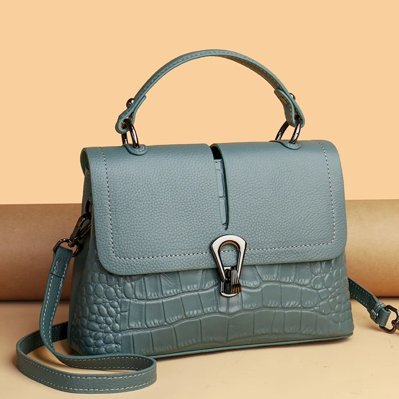 Sac à bandoulière en cuir véritable pour femmes, sacoche Vintage, fourre-tout, solide, décontracté, en cuir de vache, 2021