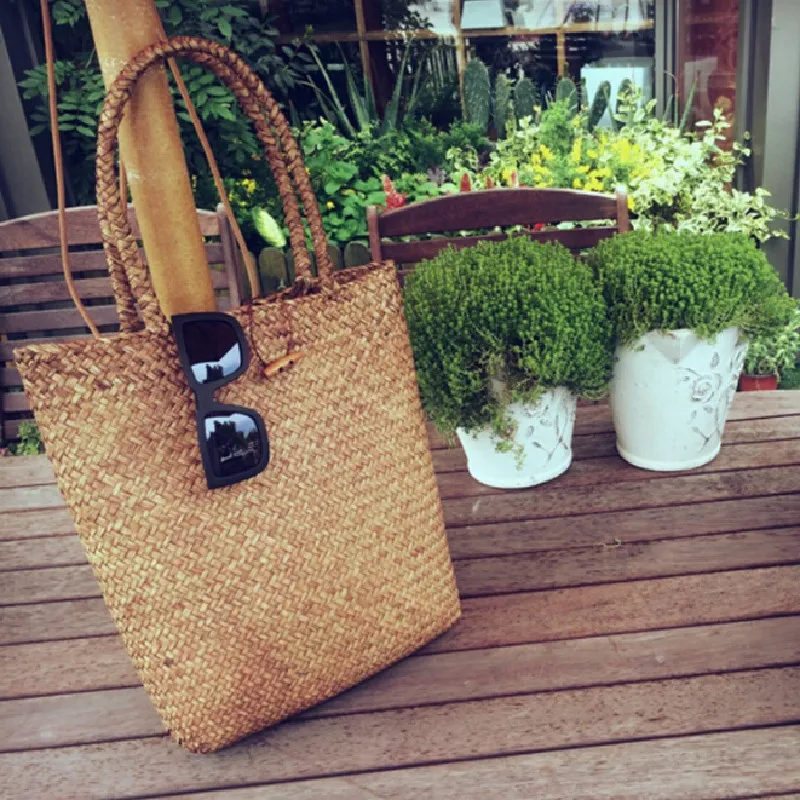 sac à main en paille tissé pour femmes, grande capacité, fourre tout de plage, décontracté, solide, document sauvage, pour le shopping et les rencontres 03