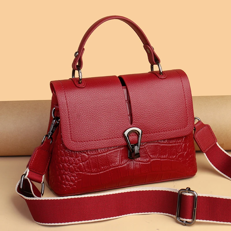 sac à bandoulière en cuir véritable pour femmes, sacoche vintage, fourre tout, solide, décontracté, en cuir de vache, 2021