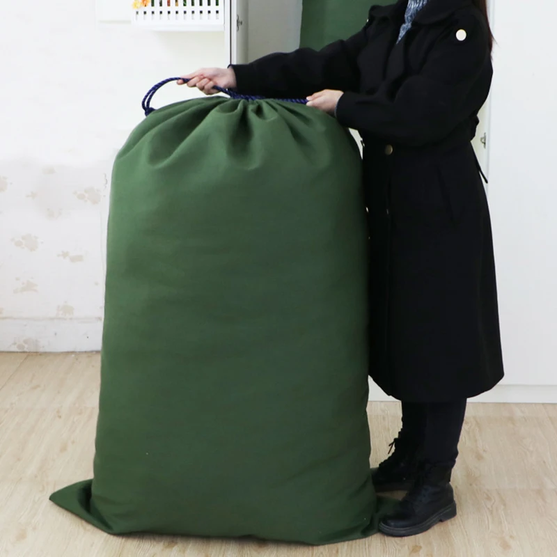 sacs à bagages mobiles, grands sacs à linge robustes en toile, vert blanc, épais, respirants, anti poussière, pochette de rangement à cordon