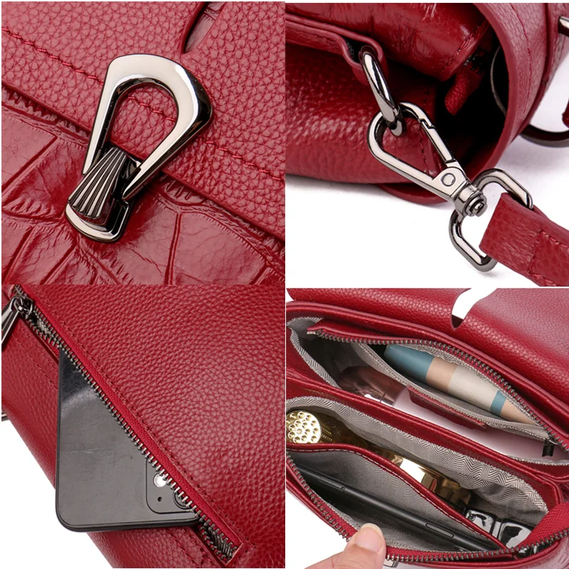 sac à bandoulière en cuir véritable pour femmes, sacoche vintage, fourre tout, solide, décontracté, en cuir de vache, 2021