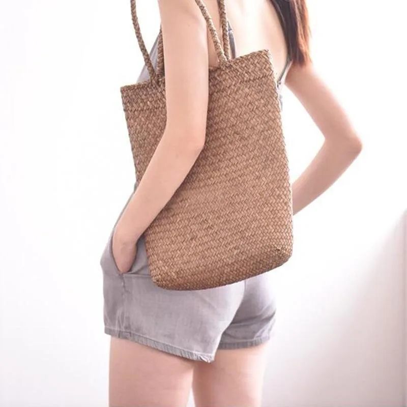 sac à main en paille tissé pour femmes, grande capacité, fourre tout de plage, décontracté, solide, document sauvage, pour le shopping et les rencontres 03