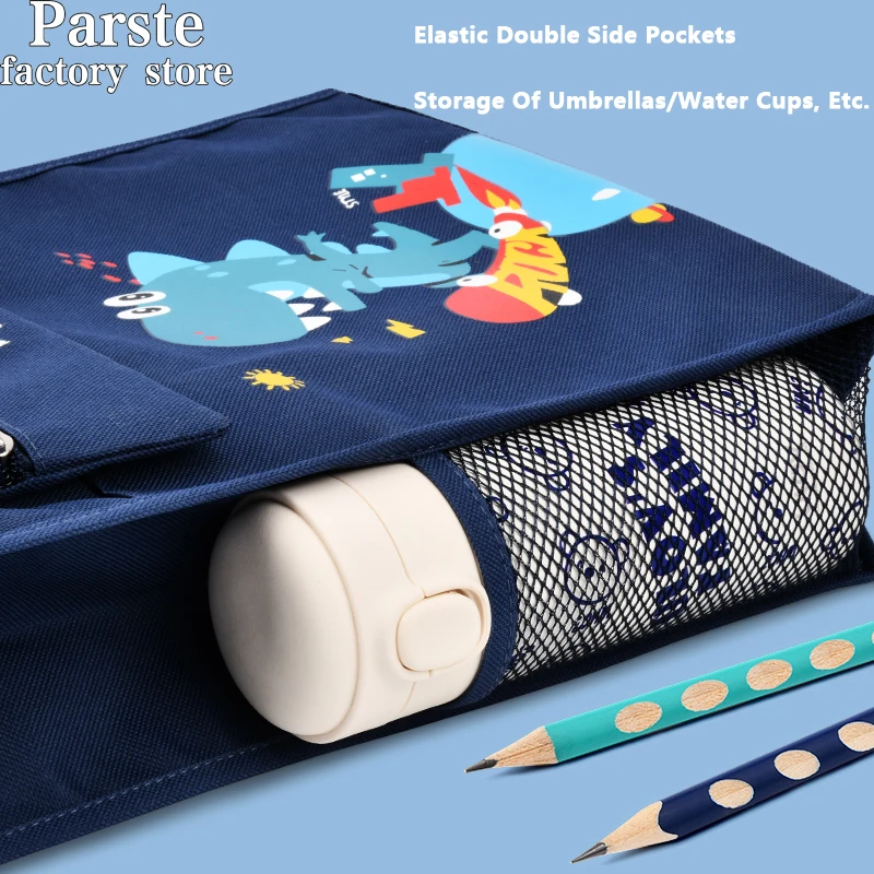 sac fourre tout simple de grande capacité, sac de rangement de papeterie pour enfants, robot de dessin animé mignon, facile à transporter