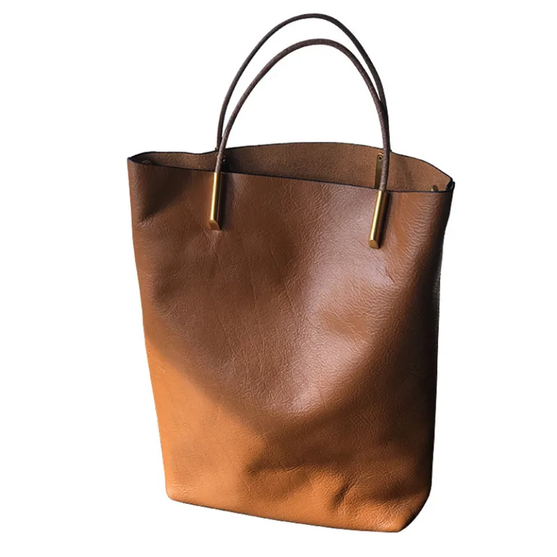 seau en cuir véritable femmes sac nouveau rétro nature peau de vache souple sac à main polyvalent concepteur de haute qualité sacs à bandoulière