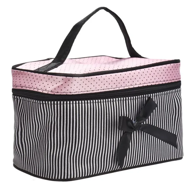 sac à cosmétiques de styliste pour femme, carré, nministériels d, rayure, pois, trousse de maquillage, boîte, accessoires de la raq