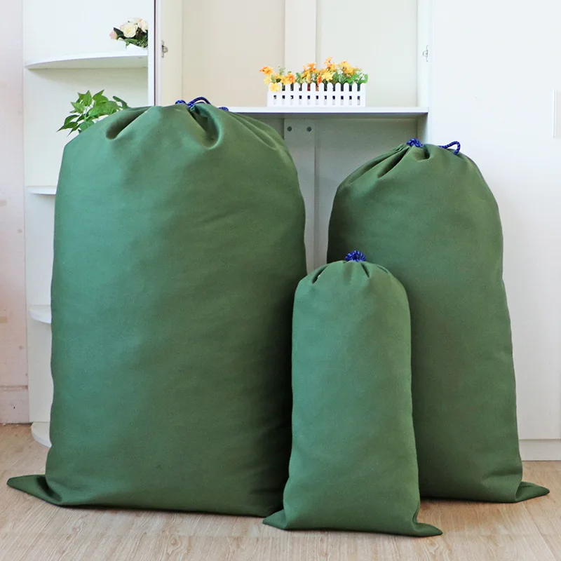 Sacs à bagages mobiles, grands sacs à linge robustes en toile, vert blanc, épais, respirants, anti-poussière, pochette de rangement à cordon