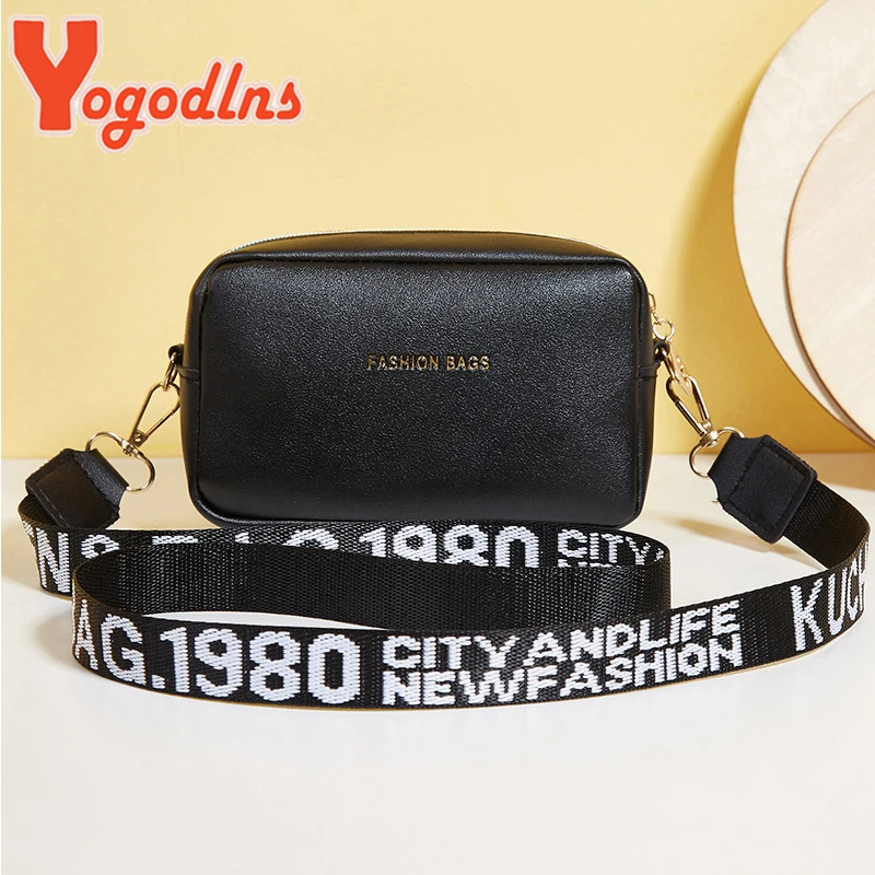 yogodlns mode petit sac carré pour femmes en cuir pu sac à bandoulière lettre sangle sac à bandoulière sac à main tendance bolsa