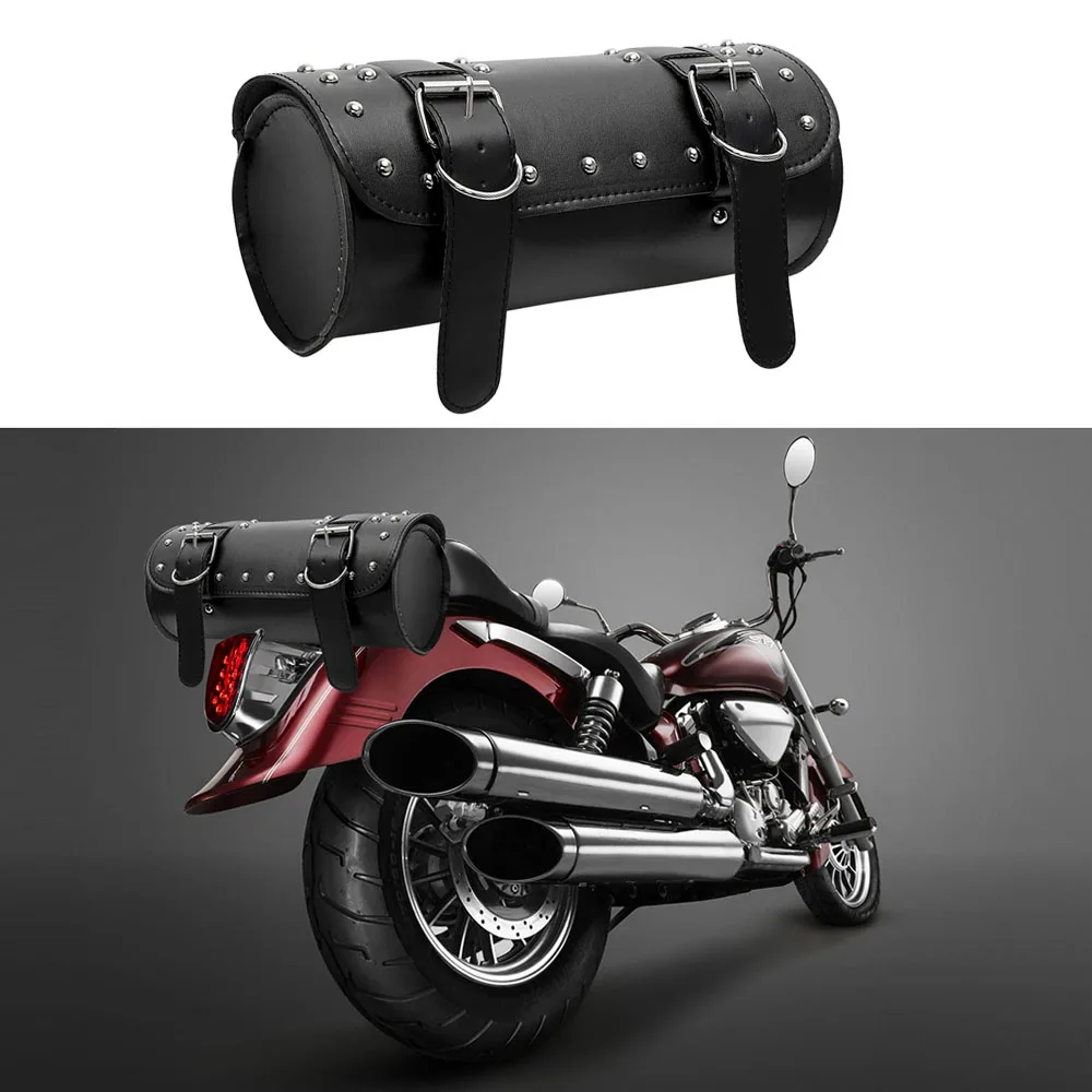 sac à dos de moto, sac de selle en cuir pu, pochette de rangement de bagages à moteur, support de sac de réservoir, accessoires de moto universels