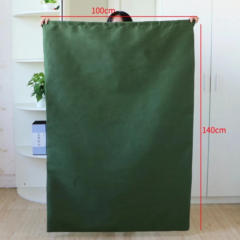 sacs à bagages mobiles, grands sacs à linge robustes en toile, vert blanc, épais, respirants, anti poussière, pochette de rangement à cordon