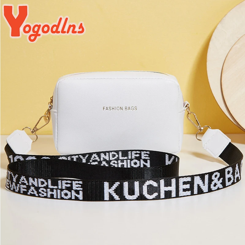 yogodlns mode petit sac carré pour femmes en cuir pu sac à bandoulière lettre sangle sac à bandoulière sac à main tendance bolsa