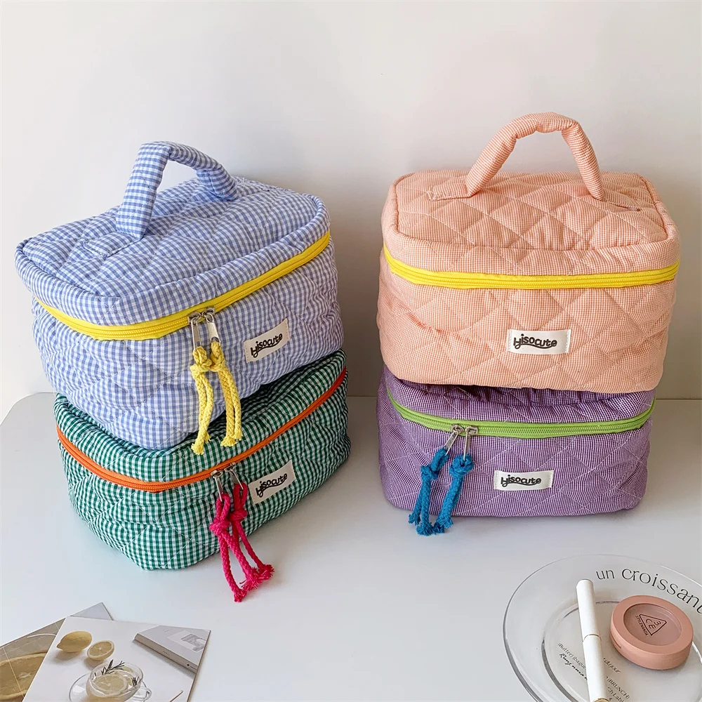 trousse de maquillage, sacs à cosmétiques pour femmes, ensemble de trousse de maquillage de voyage matelassée, trousse de toilette en coton mignonne, pochette de rangement pour sac à main