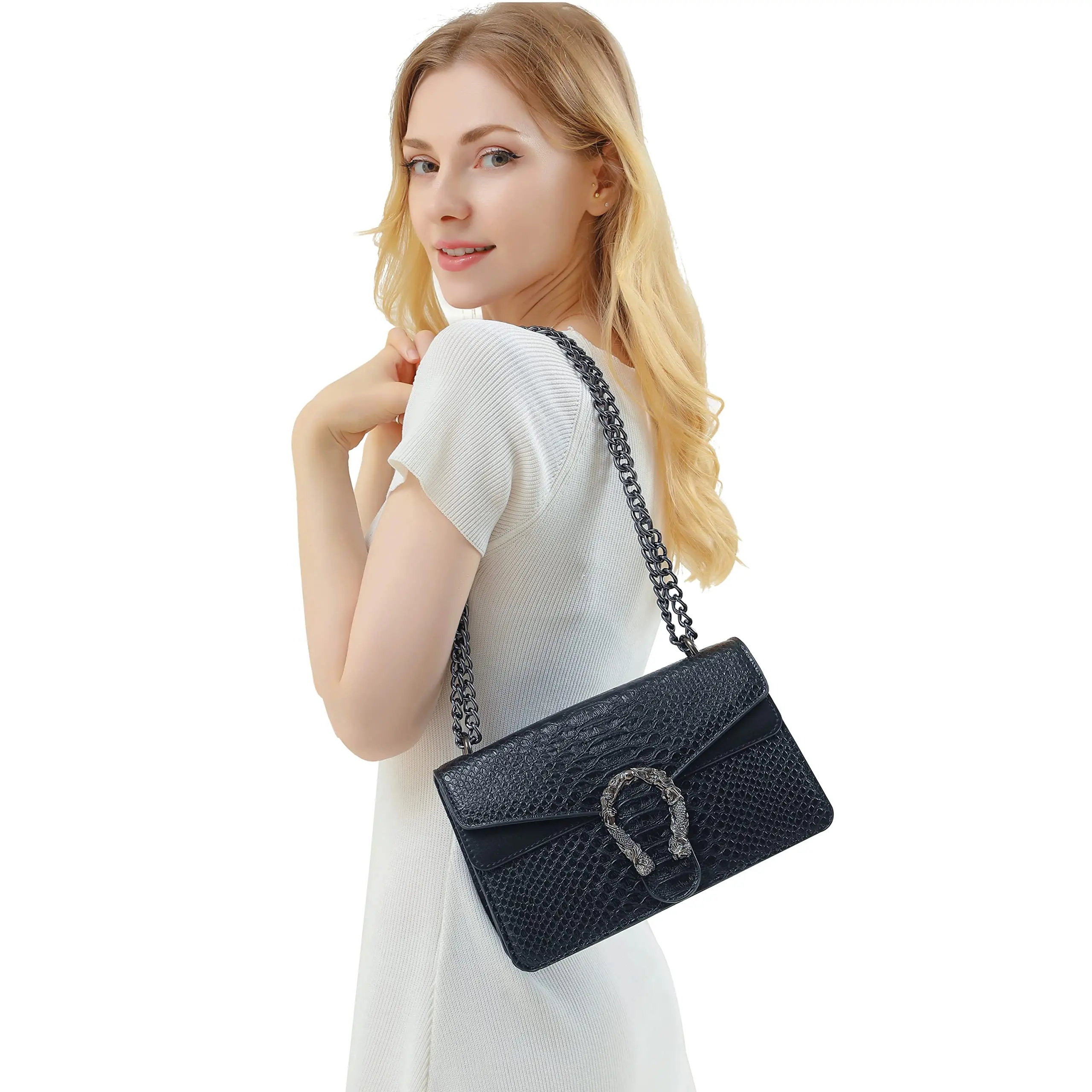 sac à bandoulière sac à bandoulière et sac à main cartable pour femmes mode serpent imprimé chaîne sac à main de luxe en cuir pu