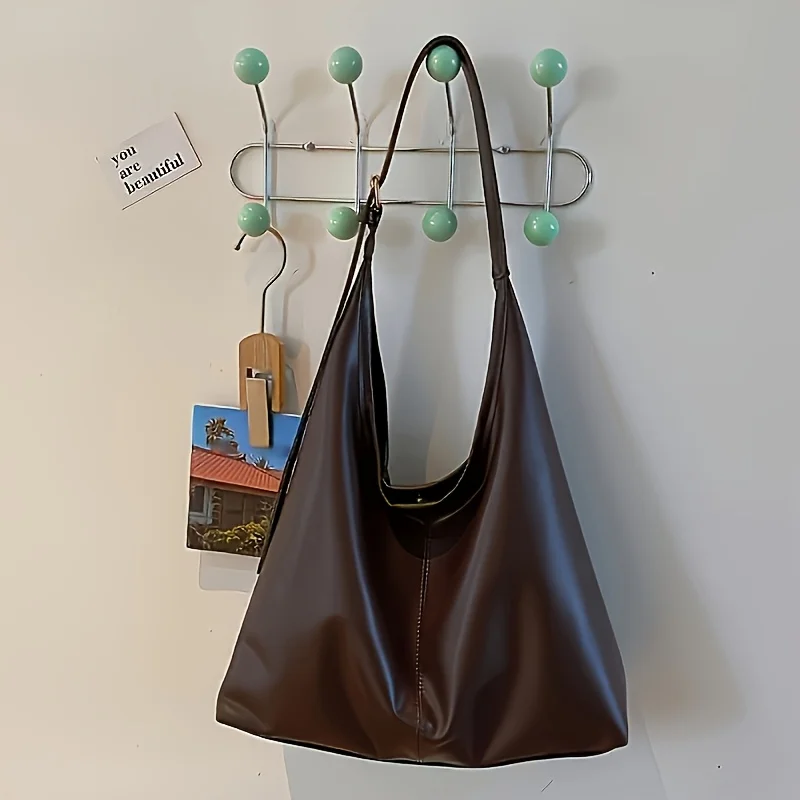 sacs à bandoulière en cuir pour femmes, sac fourre tout simple et polyvalent de grande capacité, adapté aux banquets de déplacement