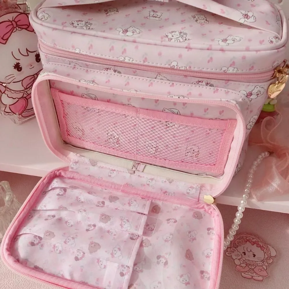 sac à main de grande capacité en cuir pu de forme carrée, trousse de maquillage, trousse de toilette portable, sac de détermination, mode