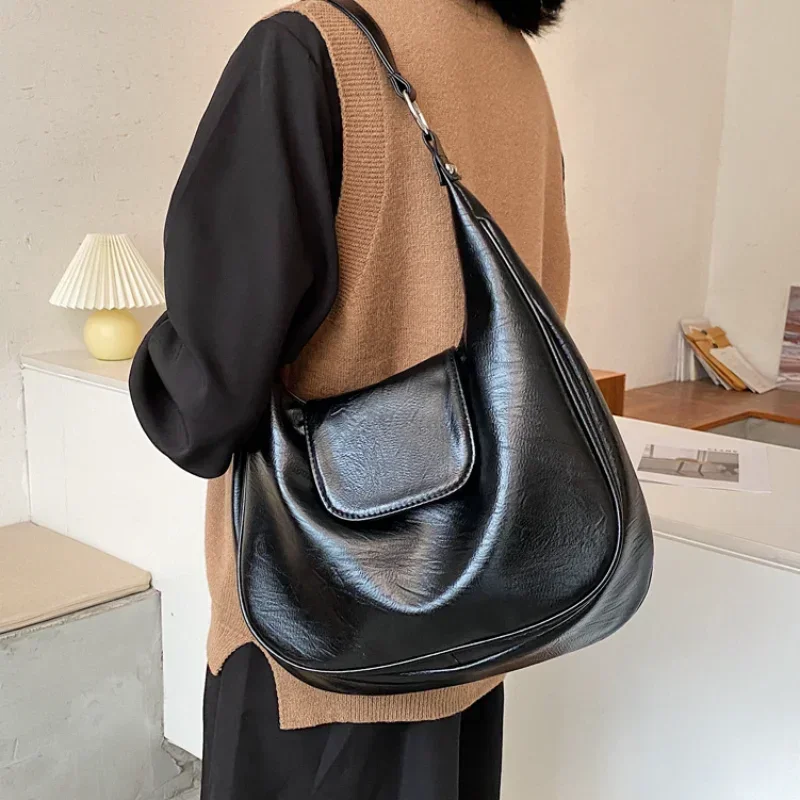 sacs à bandoulière en cuir souple pour femmes, sacs hobo de grande capacité, design de marque de luxe, sacs à main et sacs à main tendance pour dames