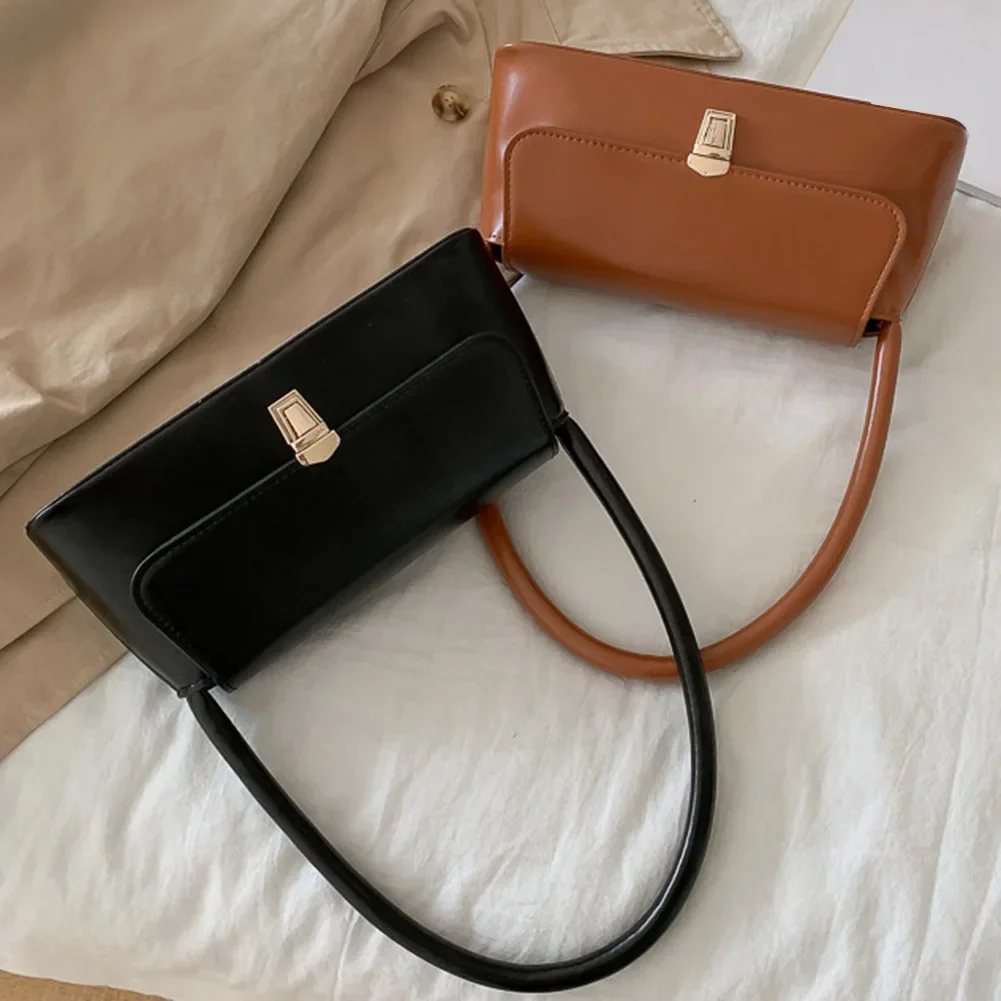 sac fourre tout rétro en cuir pu pour femme, sac sous les bras chimvintage, portable, décontracté, solide, document, poignée simple, sacs à main de créateur
