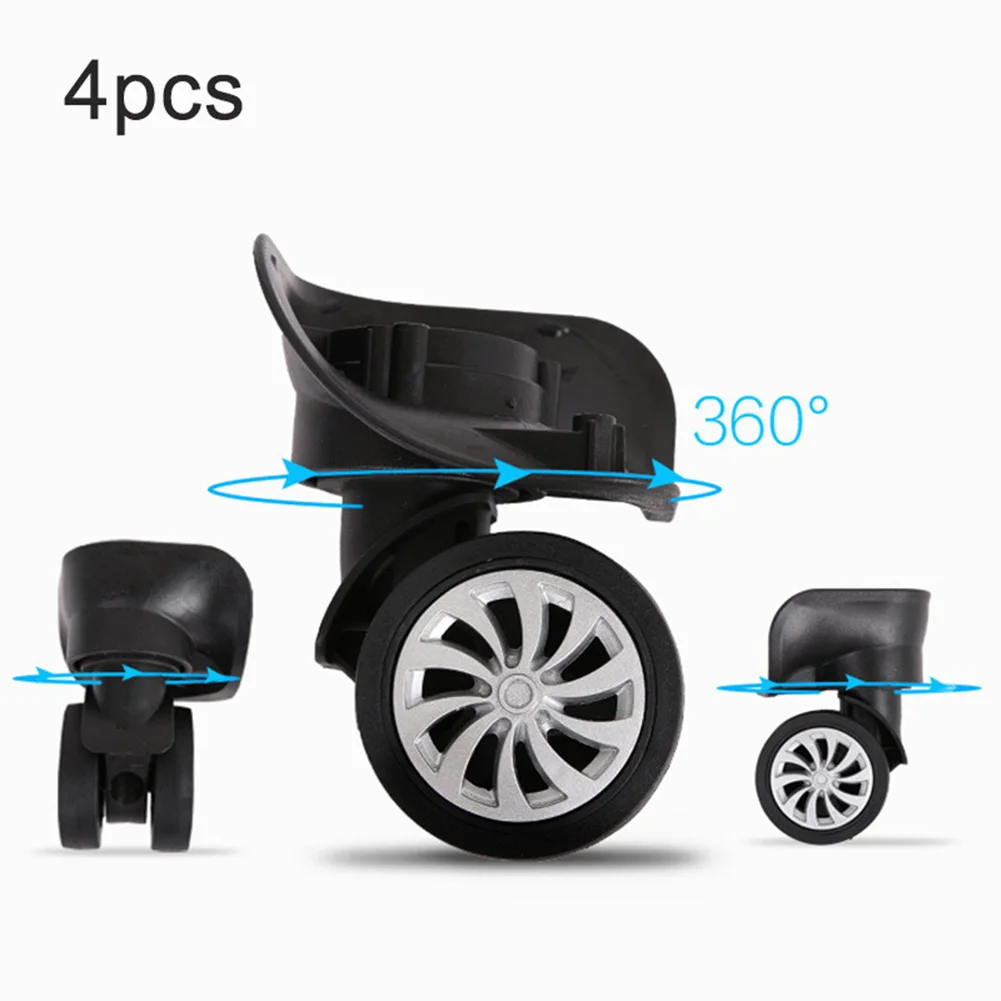 ensemble de 4 roues à double rouleau noires, roues de rechange pour valise à bagages, adaptées au bricolage, adaptées aux sacs et aux coques de chariot