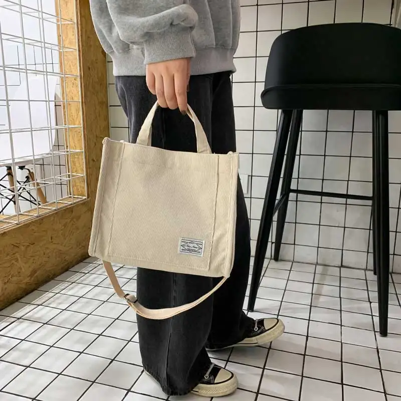 sac fourre tout à bandoulière en velours côtelé, sac à bandoulière carré pour femmes, sac fourre tout décontracté, sac à bandoulière, sac organisateur de voyage