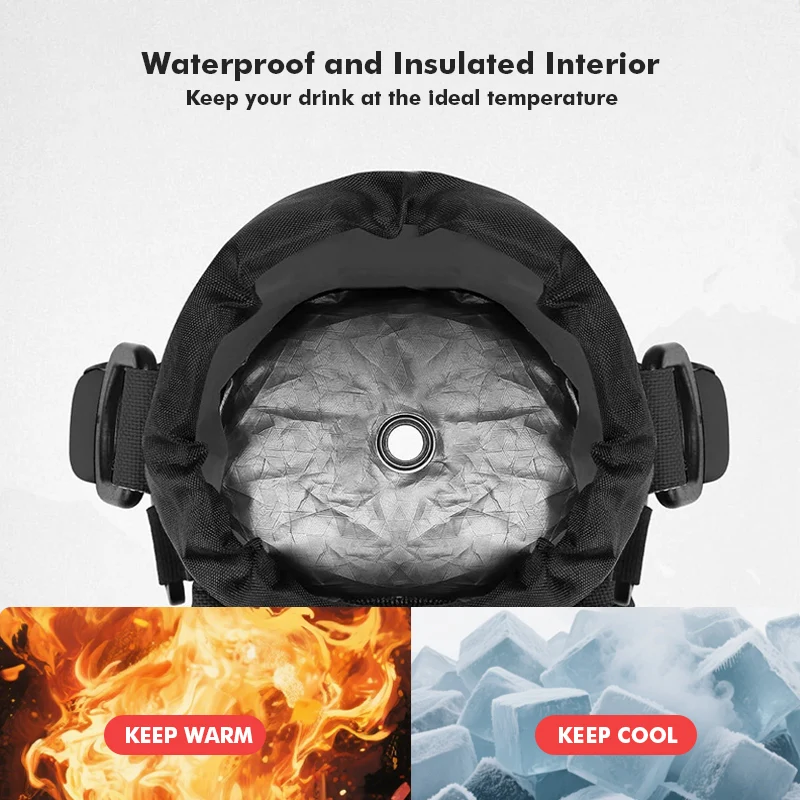 sac de bouteille d'eau isolé multifonctionnel avec bandoulière, idéal pour la randonnée, le cyclisme, le camping et la pêche