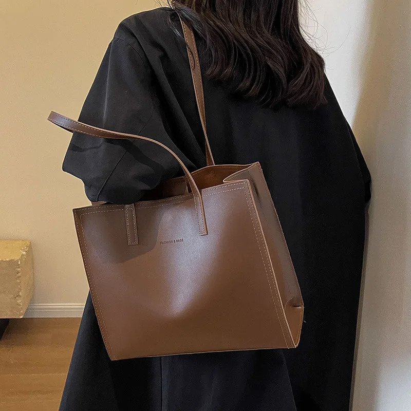 sac fourre-tout pour femmes, sacs à main de grande capacité, luxe, haute qualité, cuir pu, sac à bandoulière simple de styliste, aseoка ж galega