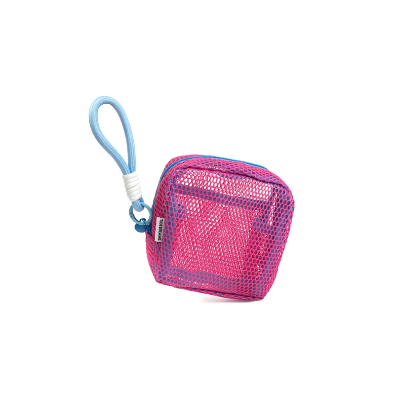 sac cosmétique carré en maille, sac de rangement polyvalent pour articles divers, sac de rangement cosmétique carré portable avec fermeture éclair