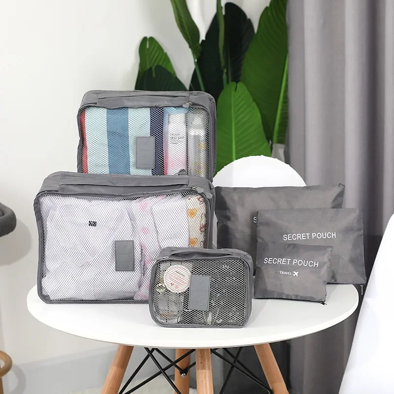 ensemble de 6 sacs de rangement de voyage, ensemble d'emballage de valise, étuis de rangement, organisateur de bagages portables, vêtements et chaussures, organisateur pliable