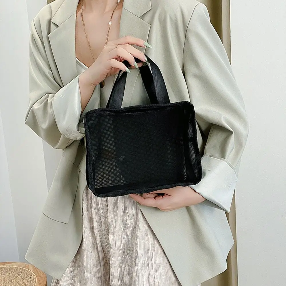 sac carré de grande capacité, pochette de lavage noire, étui de rangement, étuis à cosmétiques, sac à cosmétiques en maille, trousse de toilette, sacs de maquillage