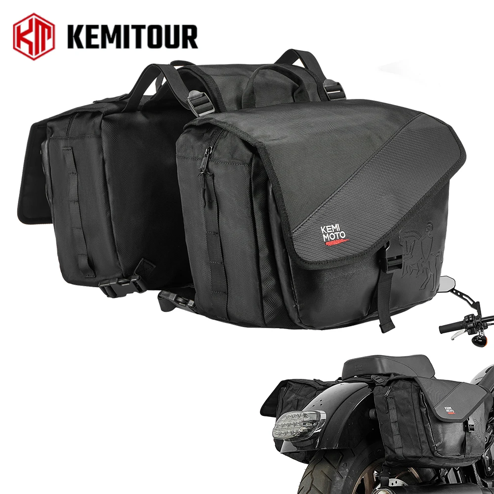 Sacoches de moto 40L, sacoches latérales avec housse de pluie universelles pour Sportster Softail, sacs d'accessoires de moto