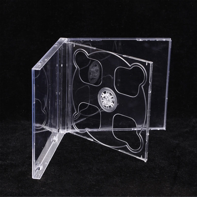 Boîte à CD transparente à fond carré, boîtier vide en plastique PP, boîtier pour CD laiteux, capacité 2 disques 14.2cm x 12.4cm x 1.0cm