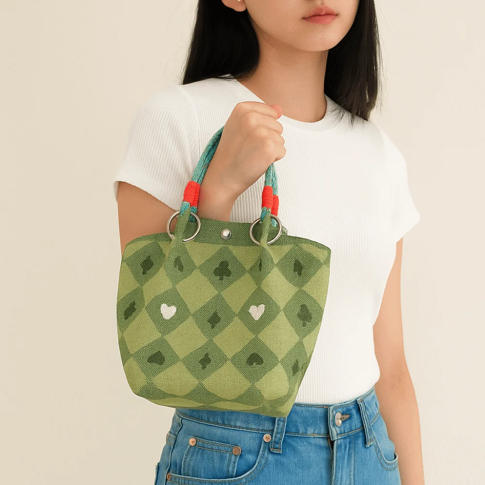 Sac seau décontracté papillon dessin animé ours doux tricoté sac à main Style coréen sac fourre-tout pour femmes filles