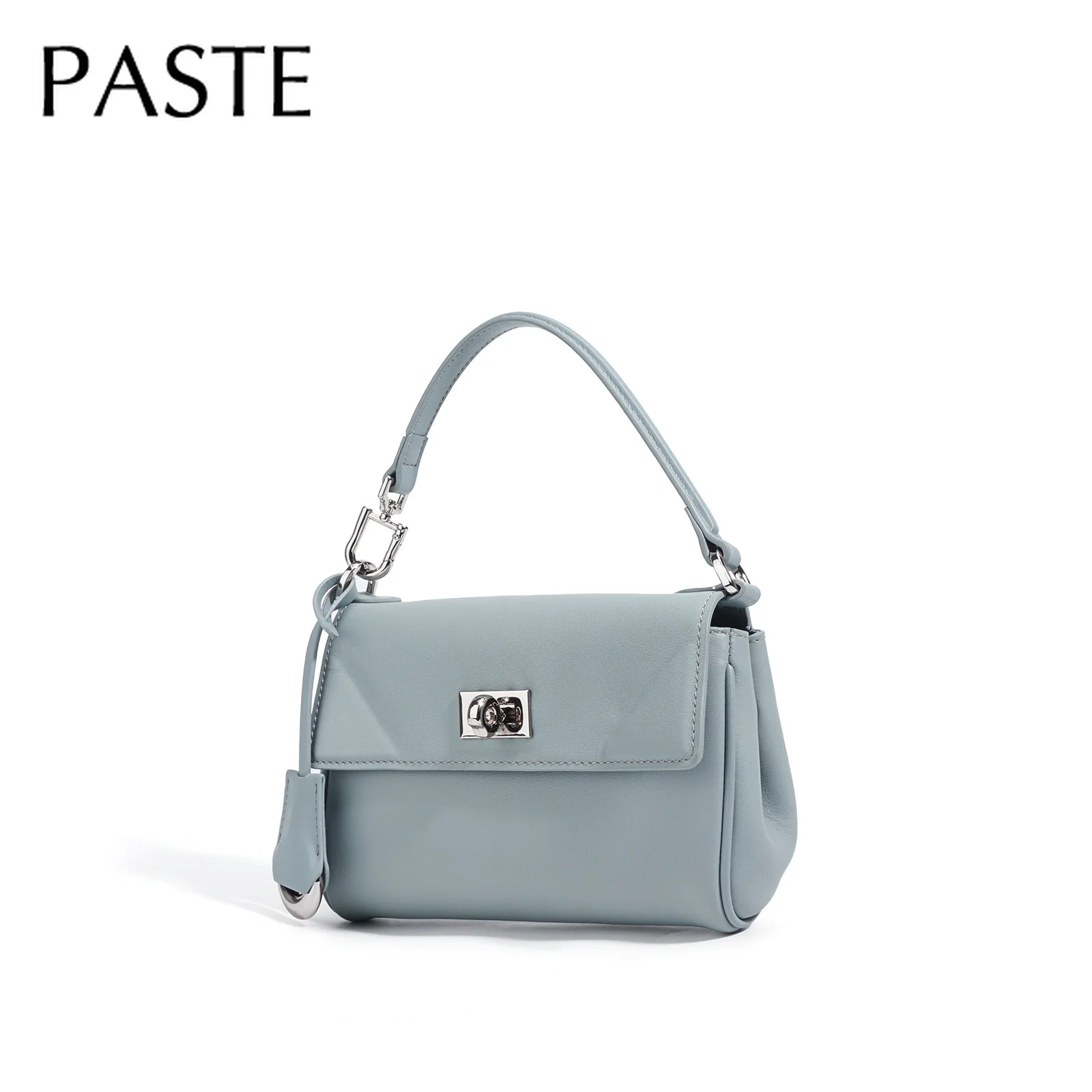 nouveau mode d'été épaule bandoulière sacs carrés petit bleu beige couleur plaine cuir de vache femmes sac à main mini
