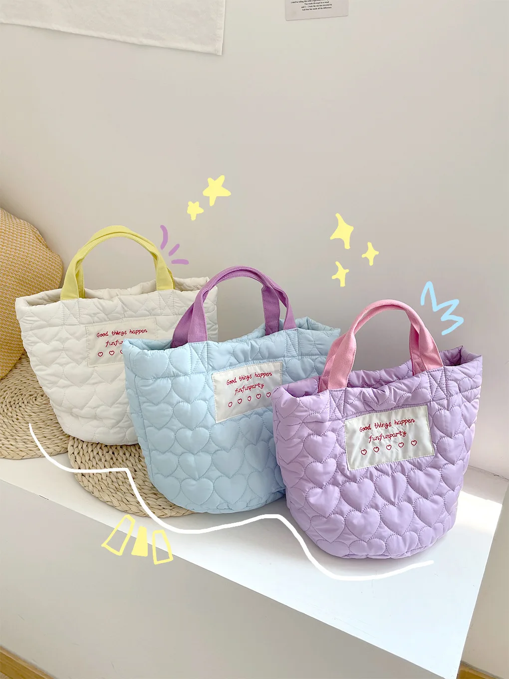 sac à main matelassé pour femme, sac à main love quilting, grande capacité, sac fourre tout pour femme, sacs à main de voyage rembourrés pour documents d'abonnés, e27