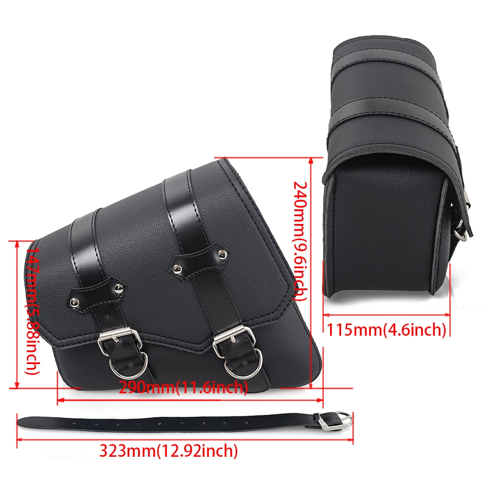 sacs de selle latéraux de moto en cuir pu, sac à outils à bras oscillant, porte bouteille, café racer, sac de rangement étanche pour cruiser